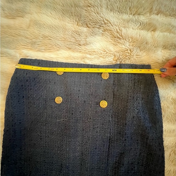 NWT LOFT Tweed Button Trim Navy Mini Wrap Skirt Size 10 - Picture 7 of 8